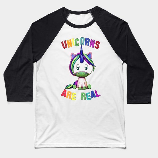 Unicorns are Real! Baseball T-Shirt by DAGHO